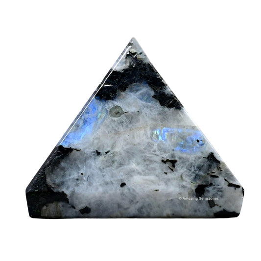 Amazing Gemstone Rainbow Moonstone Pyramid Crystal Healing Stones - 1" Great Pyramid Figurine of Natural Stone Pyramid for Meditation, Reiki, Chakra Balancing and Crystal Pyramids Grid