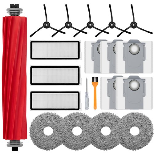 20 Pack Accessories Compatible with Roborock Qrevo S/Qrevo Pro/Qrevo Plus/Qrevo-Maxv Vacuum Robot,Parts Include:Main Brush,Side Brush,Hepa Filter,Mop Cloth,Dust Bag,Cleaning Brush&Screwdrive