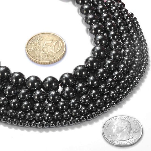 Natural Stone Beads 20mm Hematite Gemstone Round Loose Beads Crystal Energy Stone Healing Power for Jewelry Making DIY,1 Strand 15"