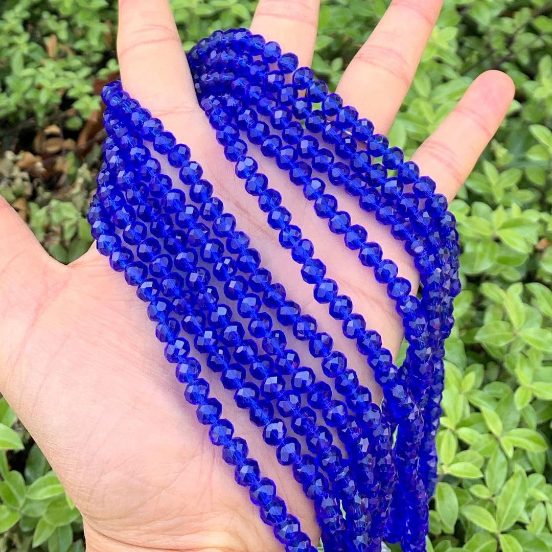 1000pcs Czech Faceted Rondelle Crystal Glass Loose Beads 6mm Spacer Bulk Sapphire Blue for DIY Craft Jewelry Making CCR613