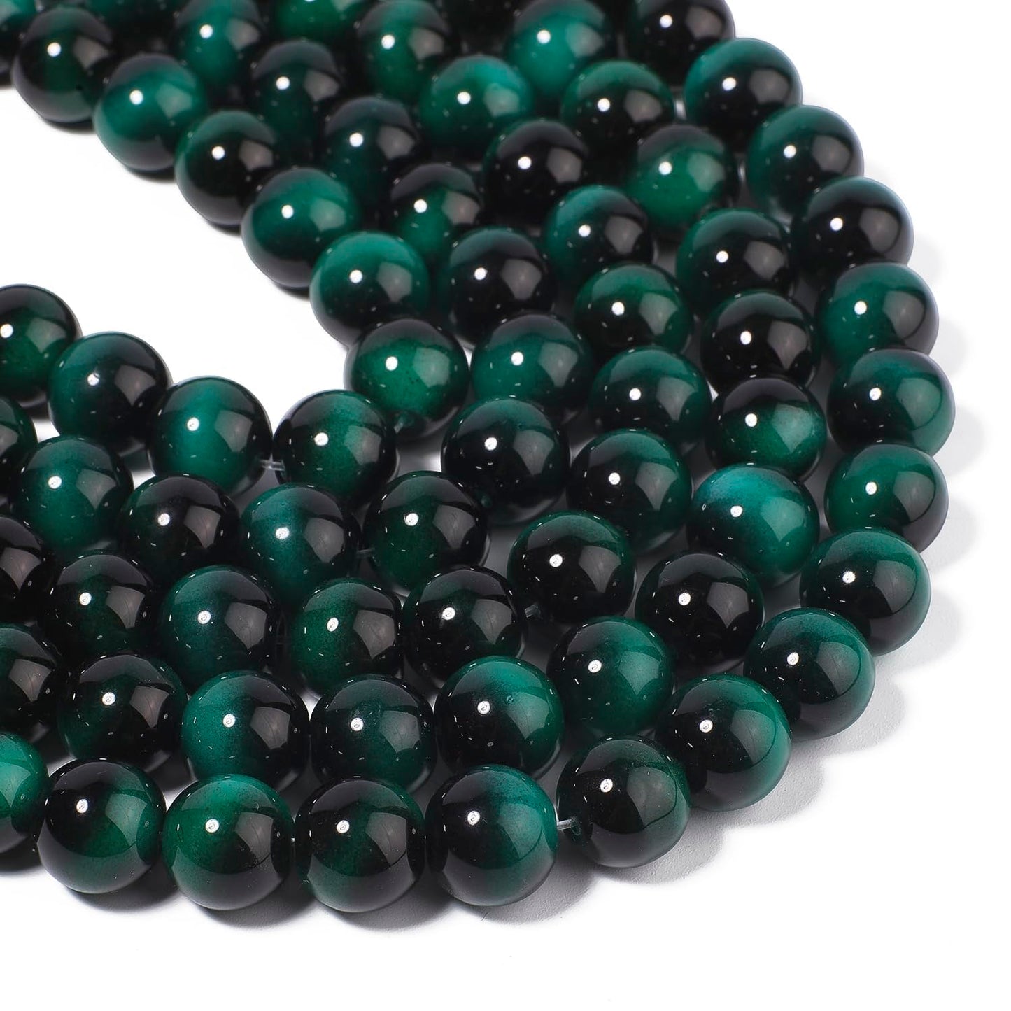 Song Xi 28PCS 12mm Green Tiger Eye Gemstone Beads for Jewelry Making, Round Smooth Glass Beads for DIY Bracelet Necklace Earring Keychain, Arts and Crafts, for St. Patrick's Day Wedding Birthday
