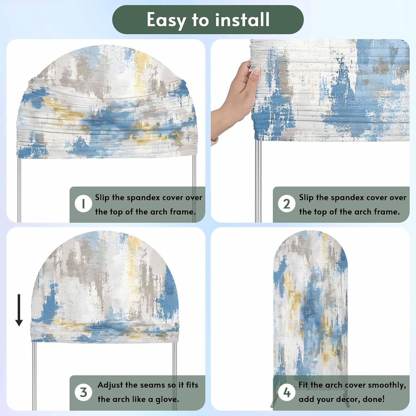 Jnbasdffb 6 Blue Gray Ombre Wedding Arch Cover, Stretchy Spandex Arch Backdrop Stand Covers FT, Vintage Abstract Art