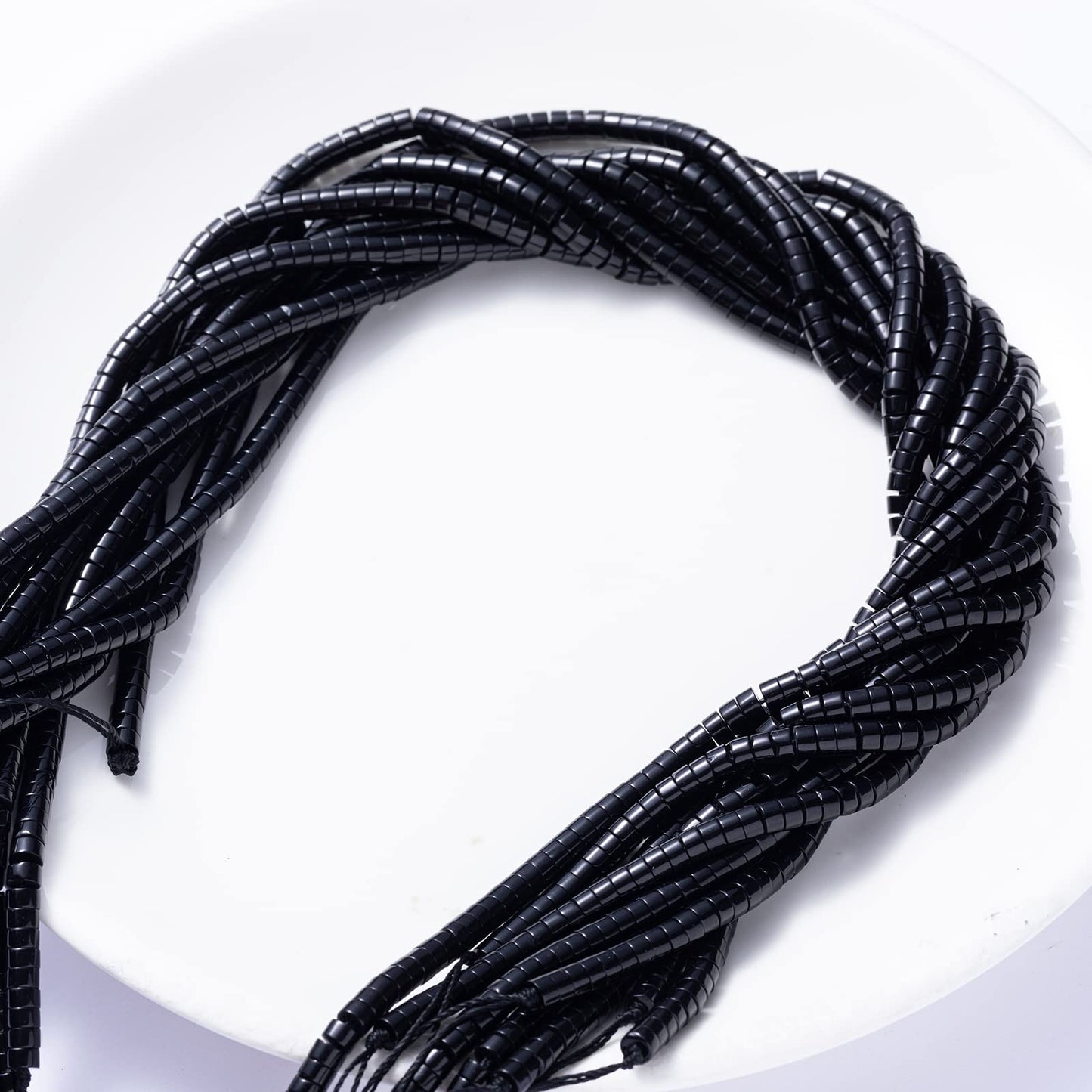 Natural Black Agate Stone Spacer Beads 4x2mm 38cm/str Flat Round Loose Semi Gemstone Caps for Making Bracelets Necklace