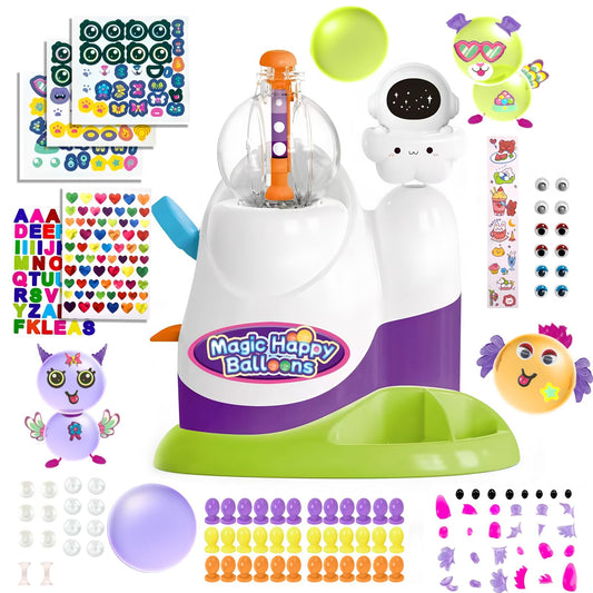 DIY Balloon Animal Craft Kit with Stickers & Air Pump, Create Your Own Magic Balloon Making Craft Toys for Kids, Creative Arts Crafts Birthday Christmas Gifts for Girls & Boys Ages 3-12 (White)