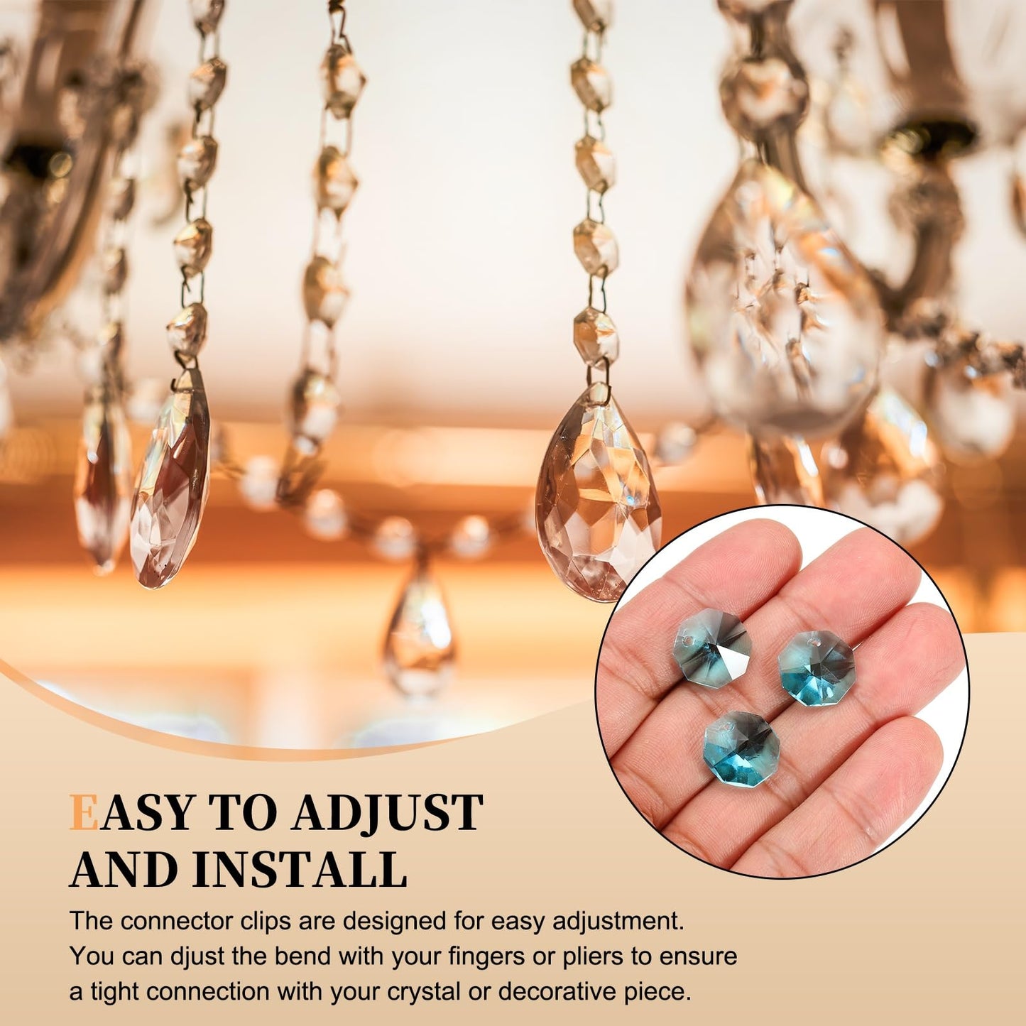 uxcell 50Pcs 1 Hole Crystal Octagon Beads, 14mm K9 Glass Hanging Chandelier Beads Prisms Parts for Crystal Chandeliers Lamp Hanging Pendant Jewelry DIY Craft, Light Sky Blue
