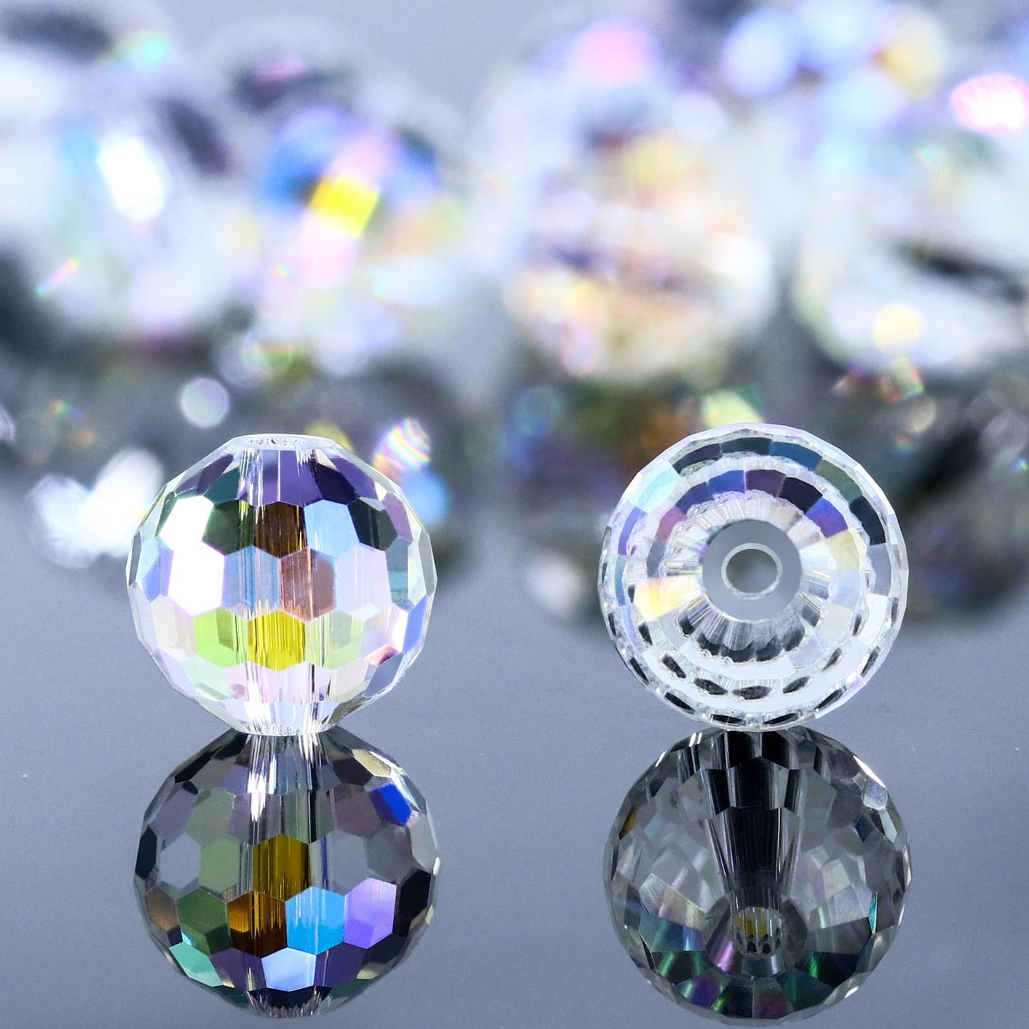 Dowarm 150PCS 6MM Round Crystal Glass Beads for Jewelry Making, Crystal Paradise Faceted Crystal Beads for Crafts Bracelet Wind Chimes Suncatcher