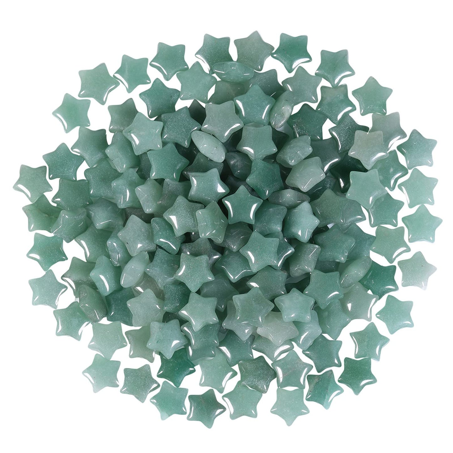 SUNYIK Pack of 20 Mini Star Crystal Pocket Stone, Healing Crystal Worry Stone for Reiki Meditation Anxiety Stress Jewelry Making, Green Aventurine