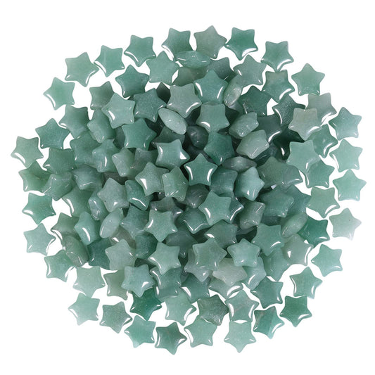 SUNYIK Pack of 20 Mini Star Crystal Pocket Stone, Healing Crystal Worry Stone for Reiki Meditation Anxiety Stress Jewelry Making, Green Aventurine