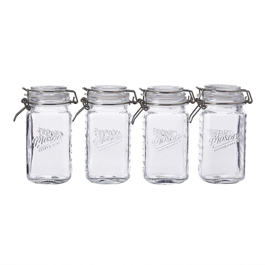 Mason Craft & More Airtight Kitchen Food Storage Clear Glass Clamp Jars, 17 Ounce (0.5 Liter) Tall Mini Clamp Jar