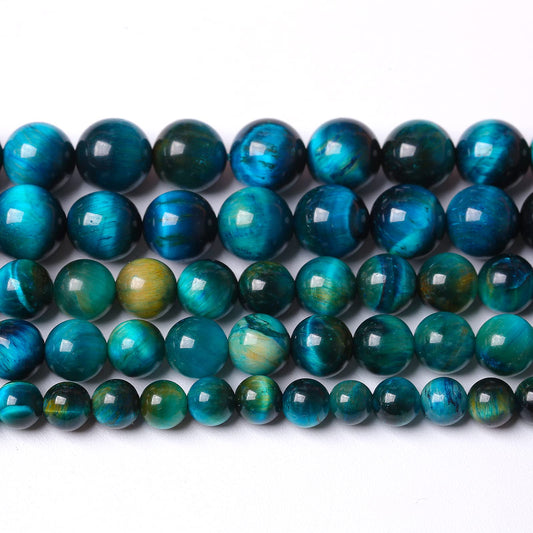 10mm 38pcs Natural Blue Tiger Eye Stone Beads Round Loose Beads for Jewelry Making DIY Bracelet Necklace Accessories 15"