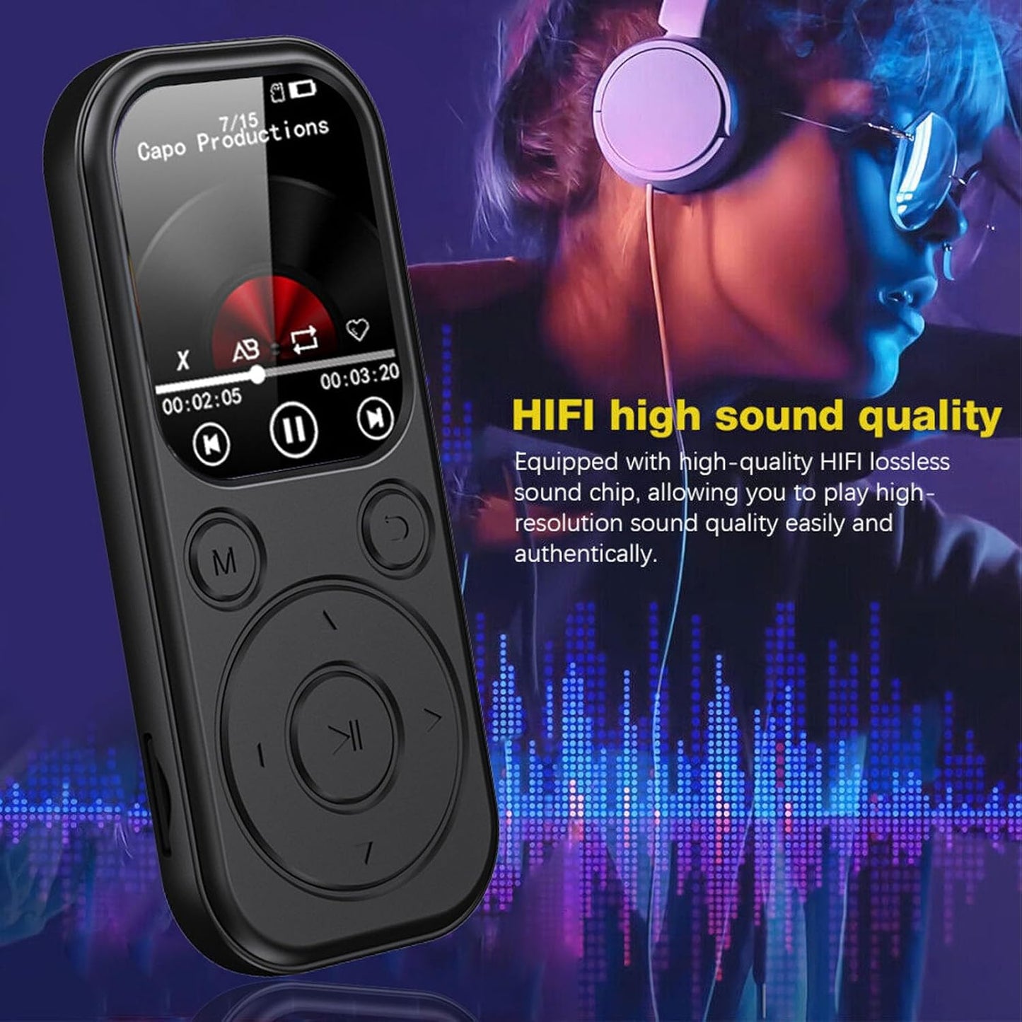 Bewinner 5.4 MP3 2.01 Inch 128GB 500mAh 32G Bluetooth Player with HiFi Sound, IPS Screen, Supports Memory Card