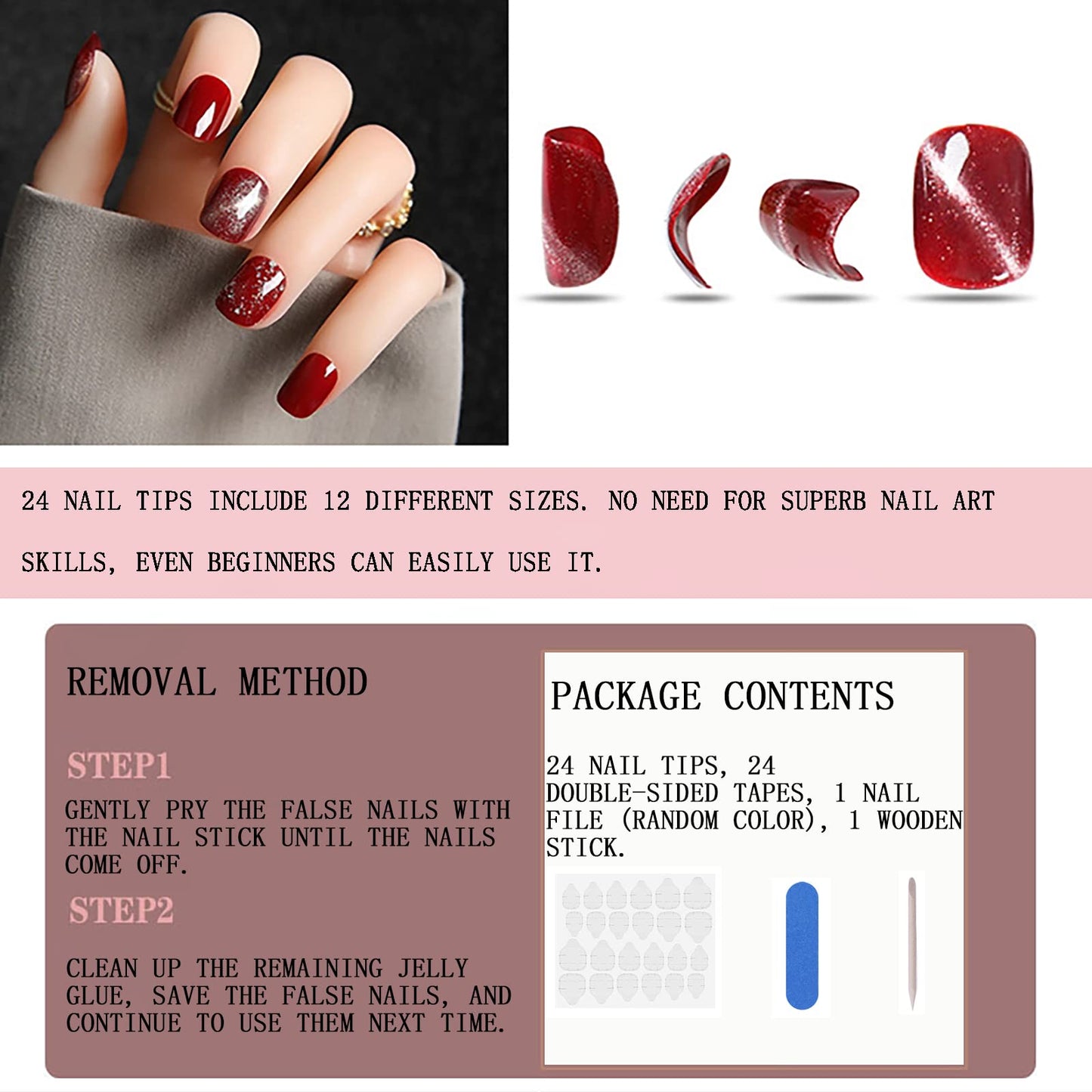 Short Square Press on Nails White French Tip Fake Nails Nude Pink Press ons Acrylic False Nails Artificial Full Cover Stick on Nails for Women Girls 24 Pcs