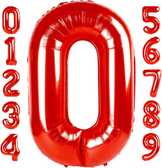 Number 0 Balloons - 40 Inch Red Number Balloons for Birthday, Wedding, Baby Shower Decorations