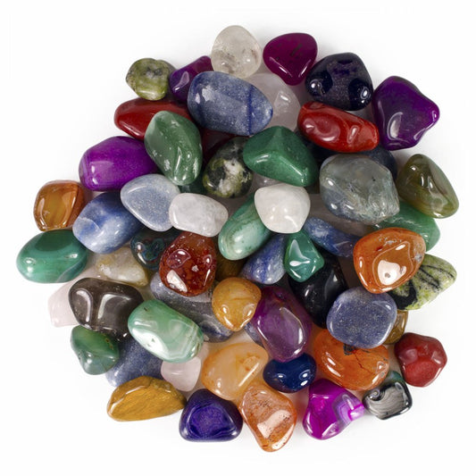 Hypnotic Gems 2 Pounds Brazilian Tumbled Polished Natural and Dyed Stones Assorted Mix - Large Size - 1.25" to 1.75" - Average 1.5"