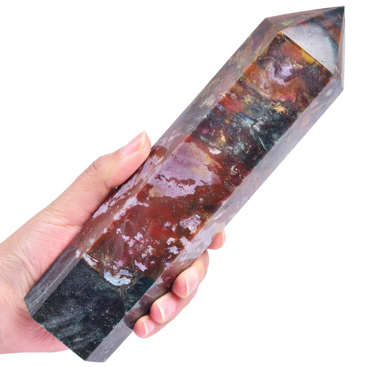 Ocean Jasper Stone Tower Obelisk Healing Crystal Wand Large Reiki Meditation Stone Gifts 2.2-2.8 LBS