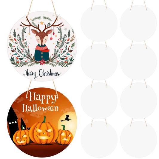 10 PCS Aluminum Sublimation Door Hanging Disc Signs, 10 Inches Unfinished Blank Sign Door Hanger, Sublimation Ornament Blanks Decorative Signs, Blank Decorations Sublimation Metal Sign
