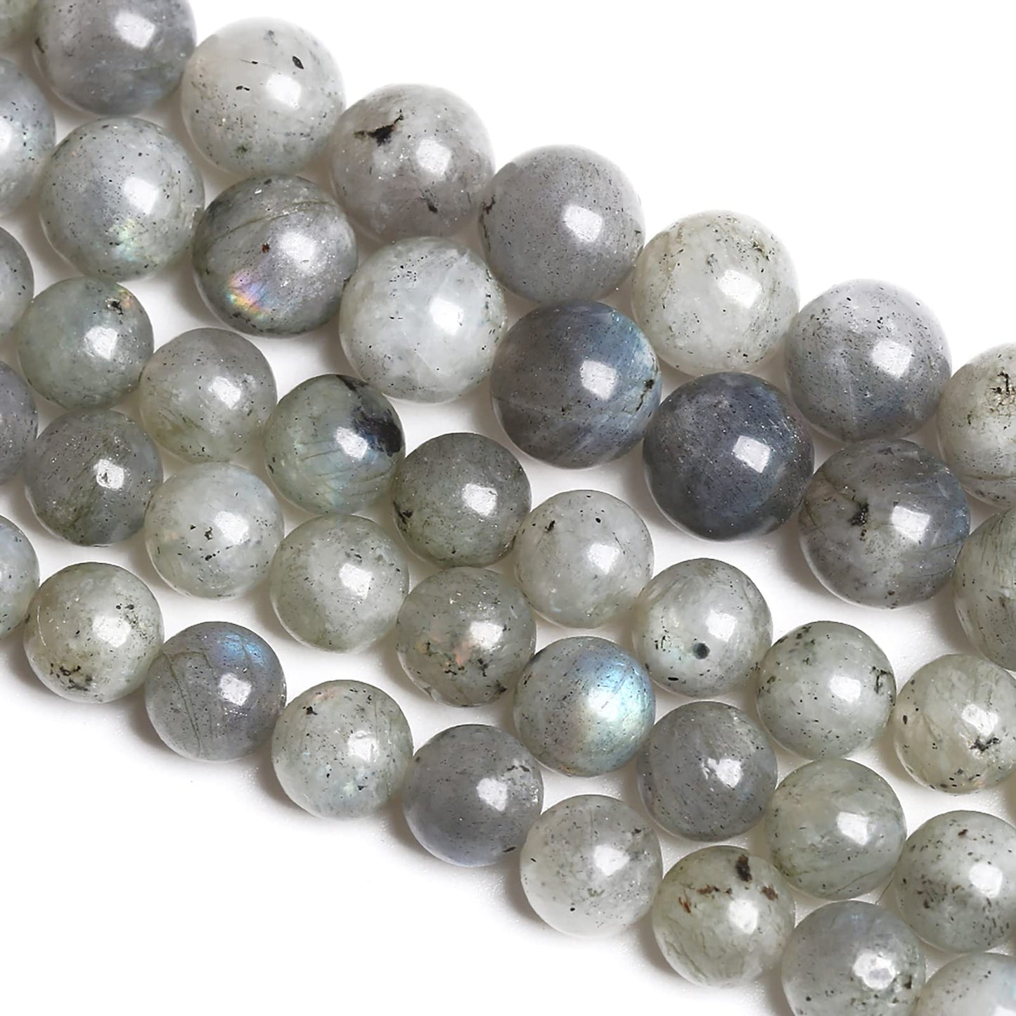 12MM 30PCS Natural Stone Gray Labradorite Larvikite Crystal Beads for Jewelry Making DIY Bracelet