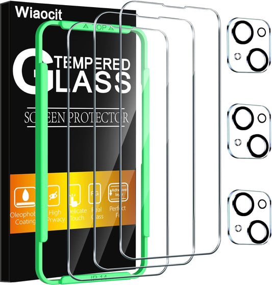 3 Pack 14 3 Pack 9H Wiaocit Tempered Glass Screen Protector for iPhone with Camera Lens Protector, Hardness, Bubble
