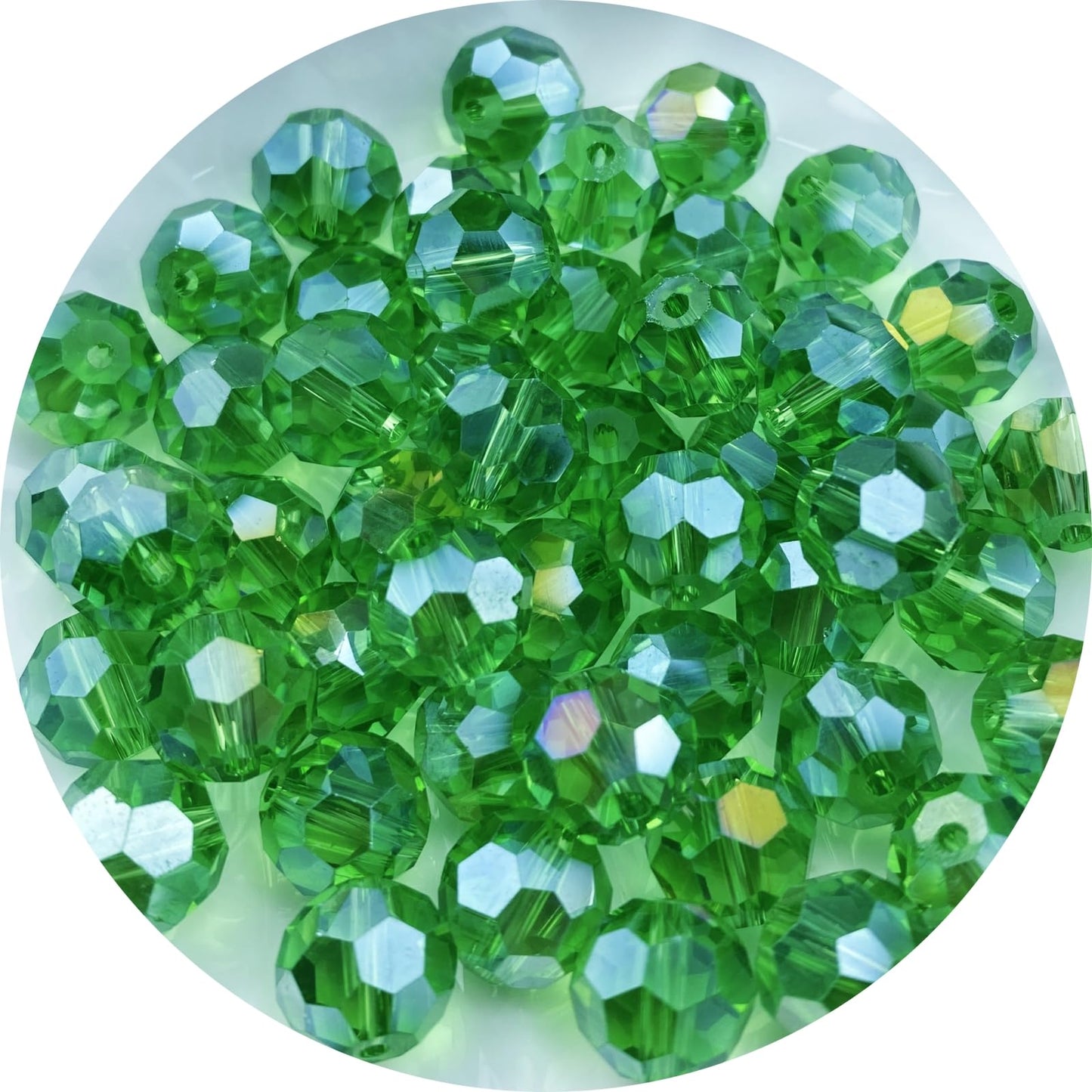 Xinhongo Crystal Glass Beads 100 Pieces 8mm Round Faceted Glass Spacer Beads for Jewelry Making Bracelet Earring Necklace DIY Craft Supplies(Green AB)