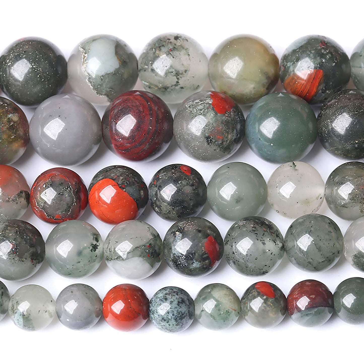 12MM Natural African Bloodstone Gemstone Round Beads Loose Spacer Stone Beads for Jewelry Making 32pcs 1 Strands 15"