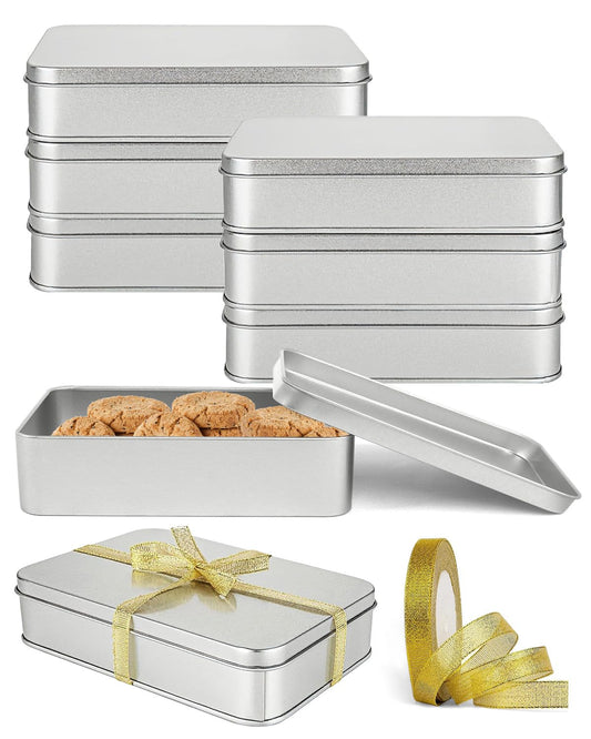 Wuqoioo Metal Tins Box With Lid, 8 Pack Cookie Tins With Lids Tin Containers With Lids For Treats, Gifts, Favors, Candle And Crafts (4.92 x 3.54 x 2.36)