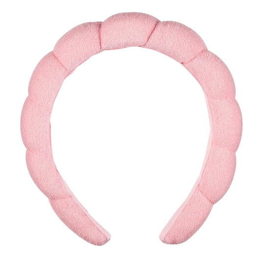 Conair Spa Makeup Headband - Ultra-Absorbent Microfiber, Pink Bubble Design | Soft Terry Cloth, No-Pull Comfort