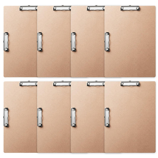 8 Pcs Clipboard Drawing Board with Low Profile Double Clip, 11x17in Extra Large Landscape Hardboard Clipboard for Drafting, Sketching, and Office Use, Brown Wooden Lap Boards