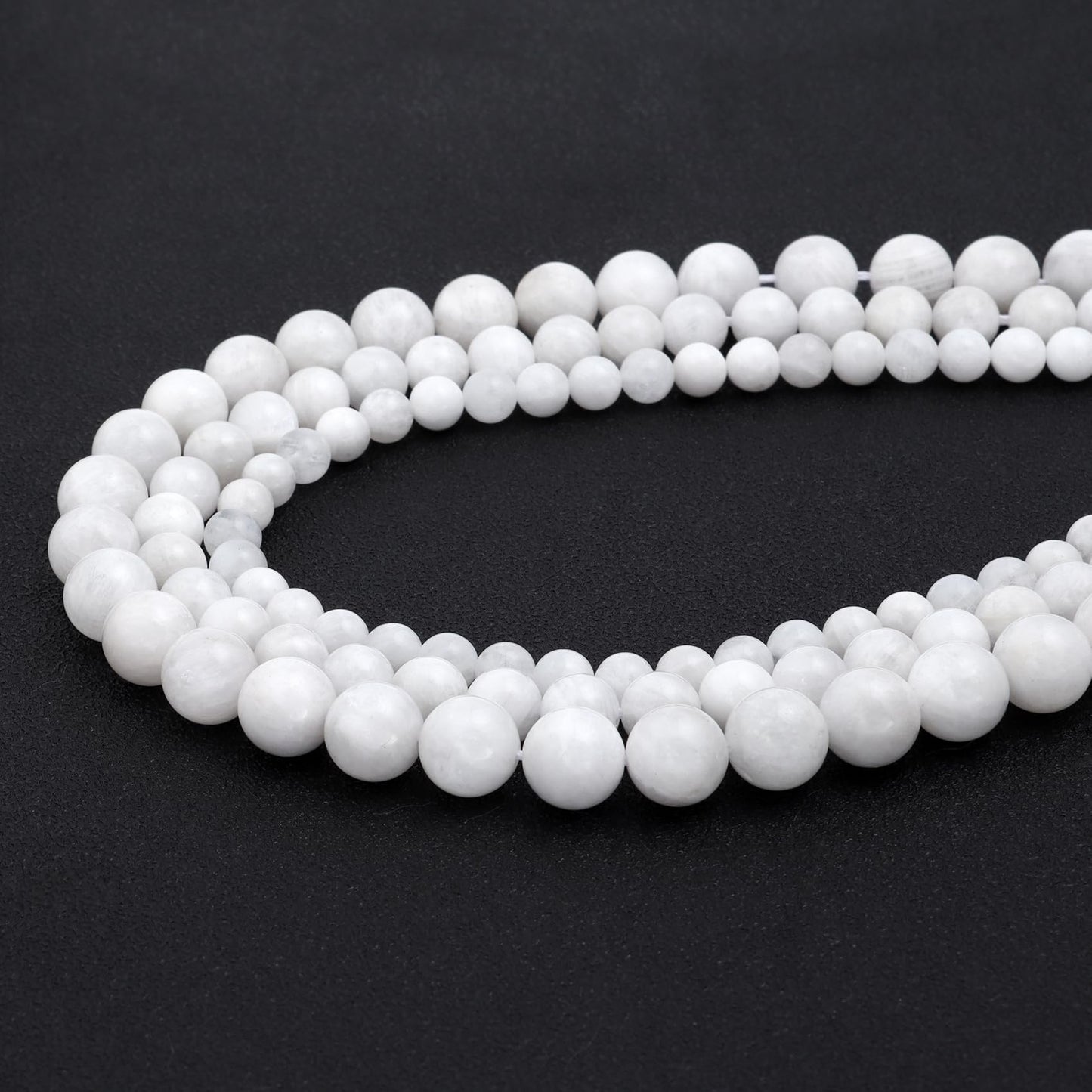 Youngbling Natural Gemstone Beads for Jewelry Making,6mm White Moonstone Polished Round Smooth Stone,Genuine Real Stone Beads for Bracelet Necklace 15 Inch(Moonstone,6mm)