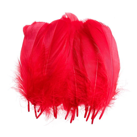 100PCS Natural Goose Feathers Decoration - Assorted Colorful 6-8 inch Feather for DIY Crafts Festival Erikord(Red)