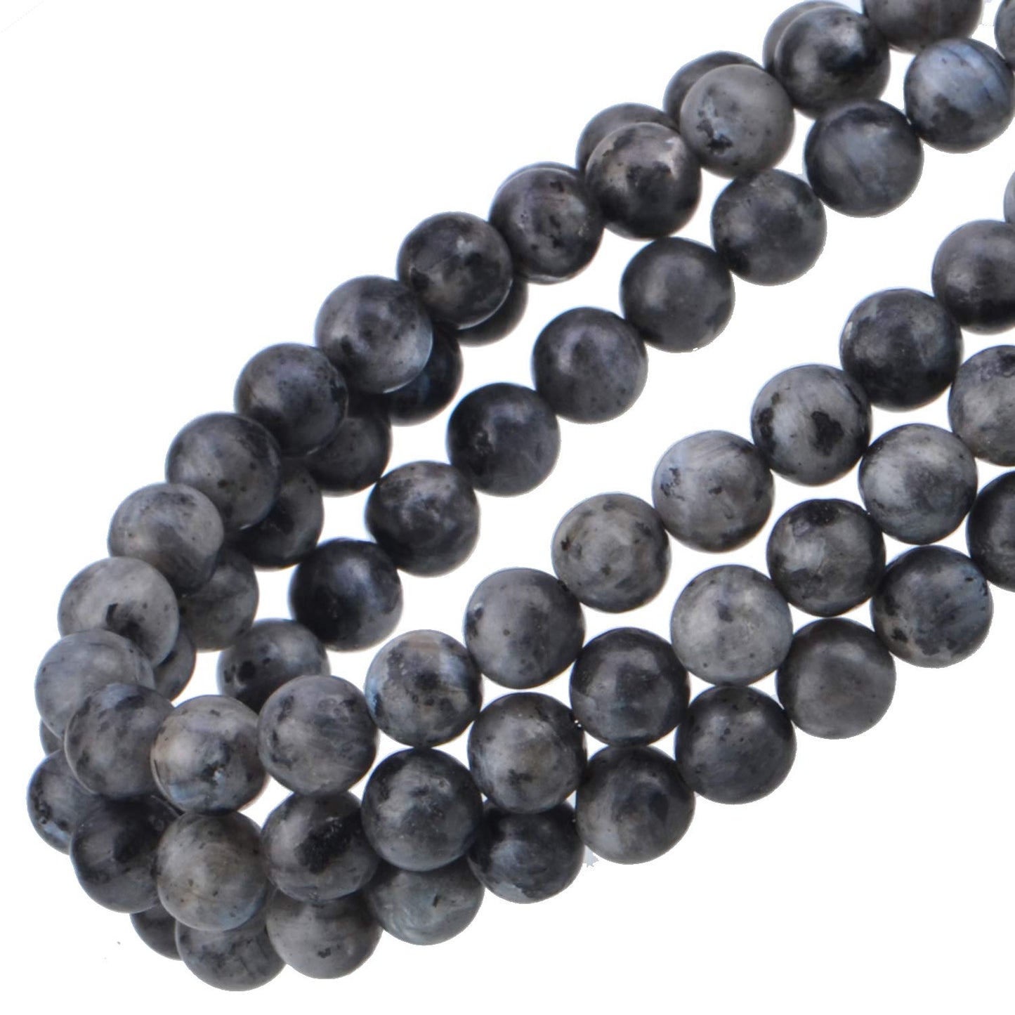 80Pcs Natural Crystal Beads Stone Gemstone Round Loose Energy Healing Beads with Free Crystal Stretch Cord for Jewelry Making (Larvikite Labradorite, 10mm)