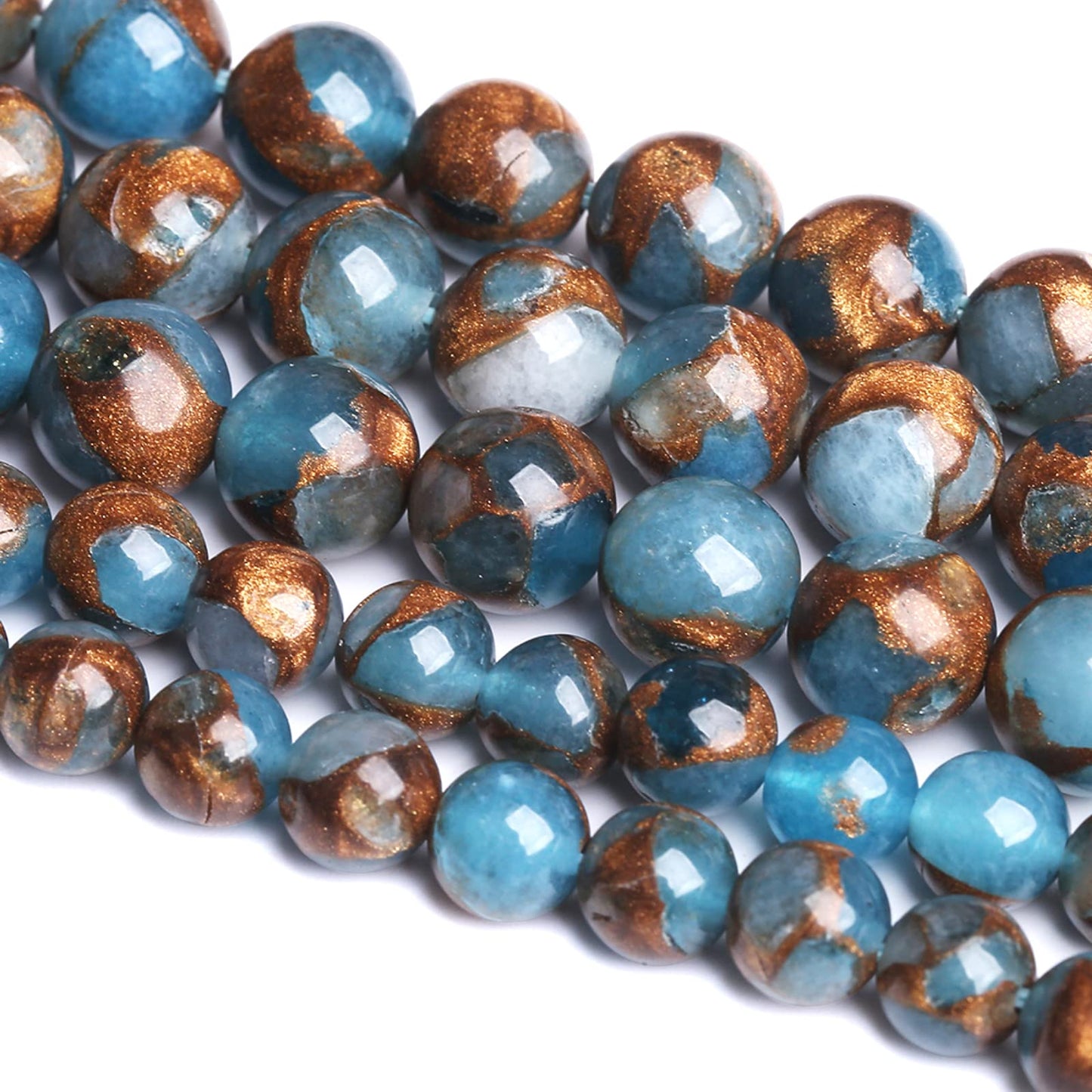 75PCS 10MM Lake Blue Cloisonne Craft Spacer Loose Beads for Jewelry Making DIY Bracelet