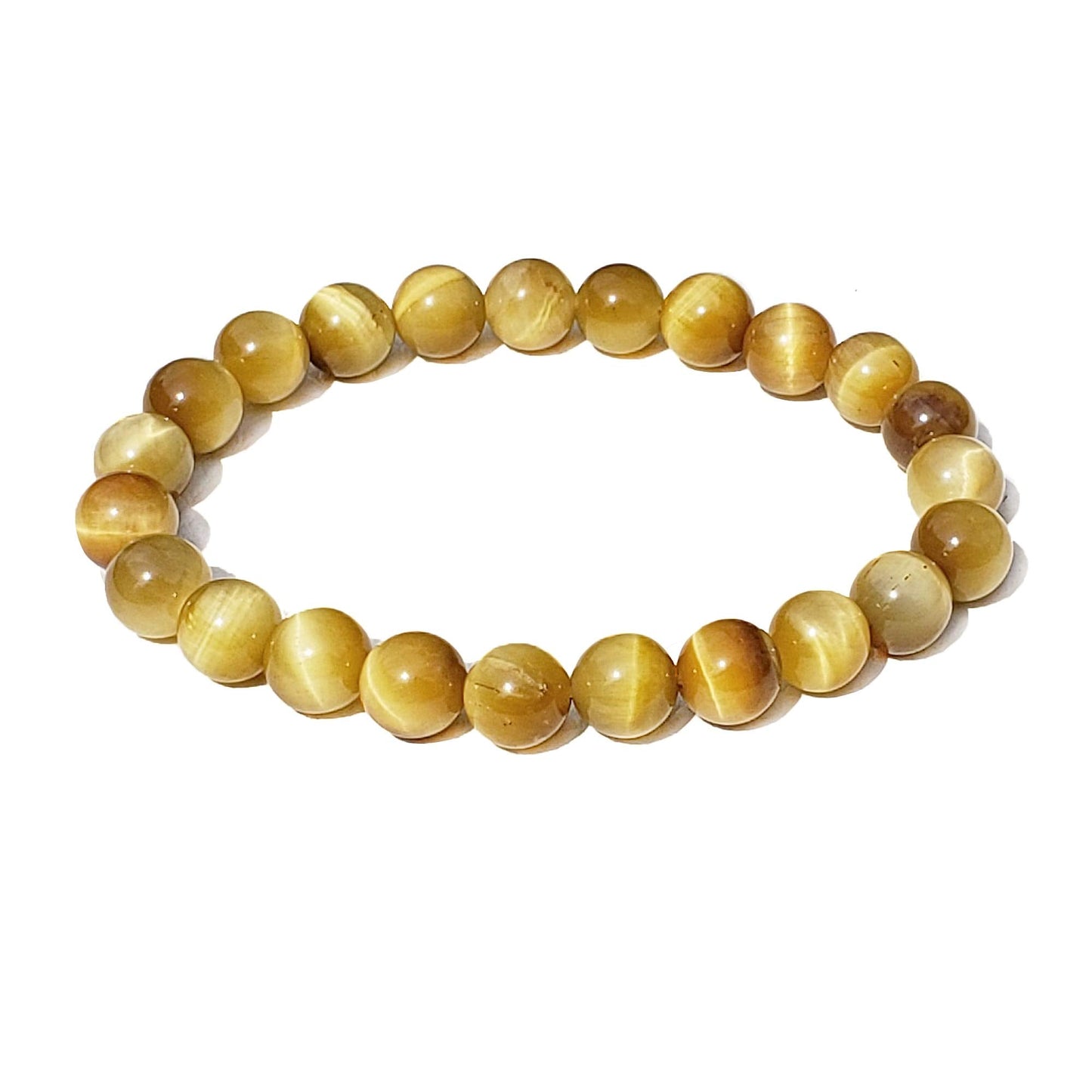 chengmu 8mm Golden Tiger Eye Stretch Bracelet for Women Natural Handmade Round Beads Semi Precious Gemstone for Crystal Elastic Beaded Bracelet 7.5"