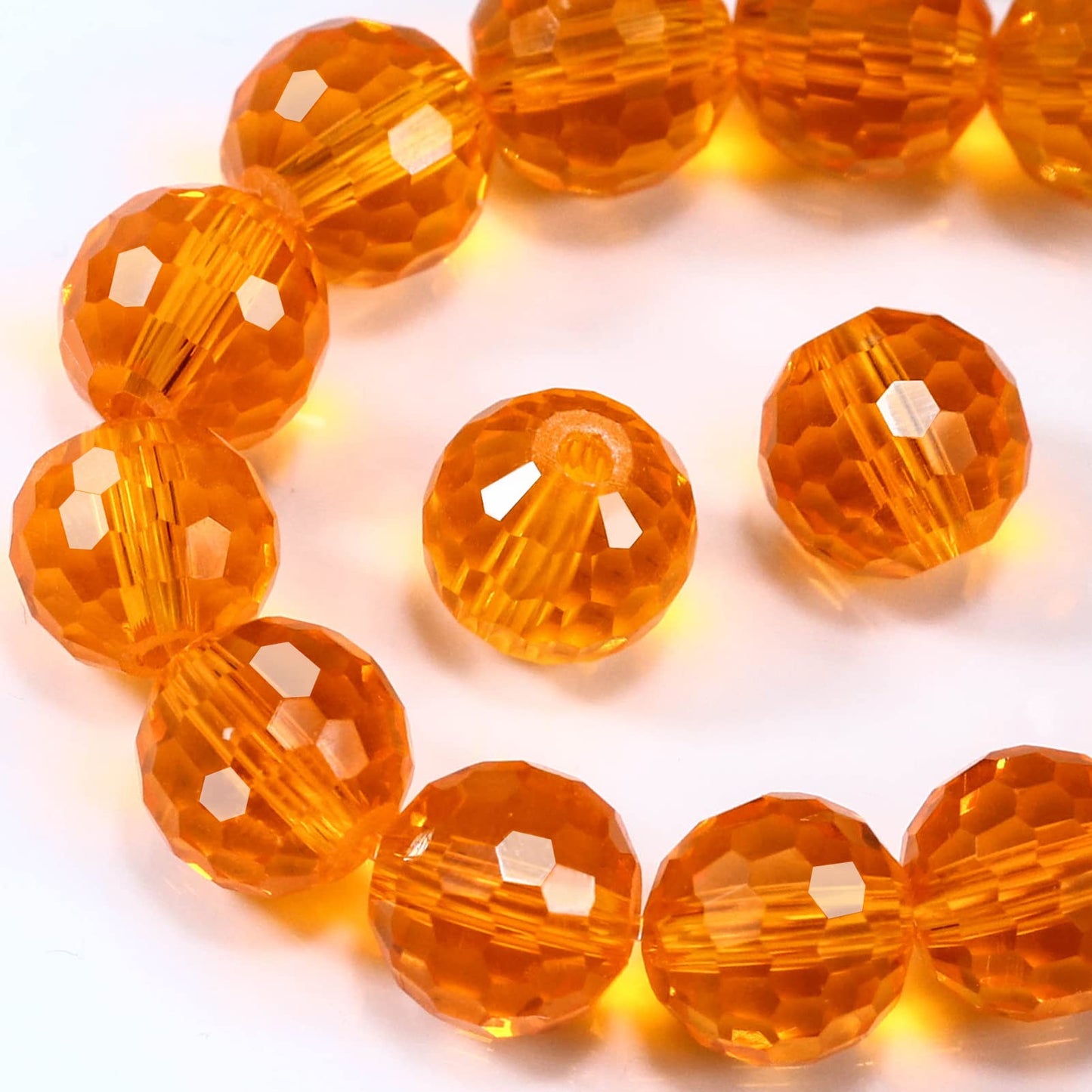 Dowarm 100PCS 8MM Crystal Glass Beads for Jewelry Making, Orange Faceted Crystal Beads for Crafts Bracelet Wind Chimes Suncatcher, #5003 Rondelle Spacer Beads, Loose Gemstones