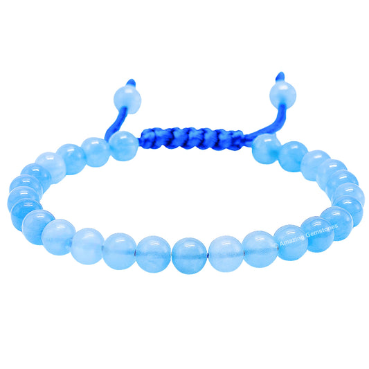 Amazing Gemstone Aquamarine Bracelet for Women Men's Gifts - Protection Healing Crystal Bracelet - 6mm Gemstone Beaded Adjustable Bracelet Pulseras Para Hombres Mujer Stocking Stuffers