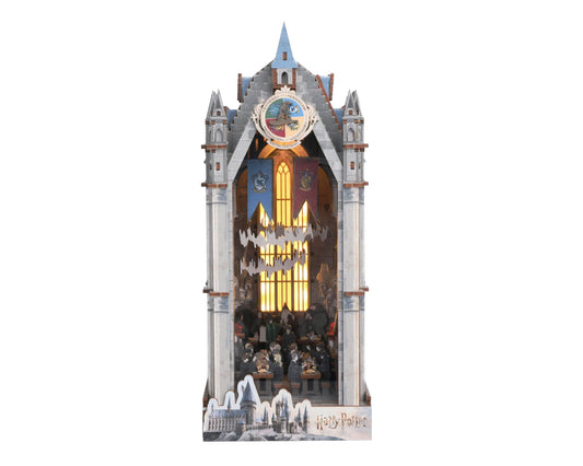 Harry Potter Great Hall Book Nook Kit – DIY 3D Wooden Puzzle with LED Lights | Hogwarts Banquet Hall Bookshelf Insert for Adults & Teens | Wizarding World Collectible & Magical Home Decor