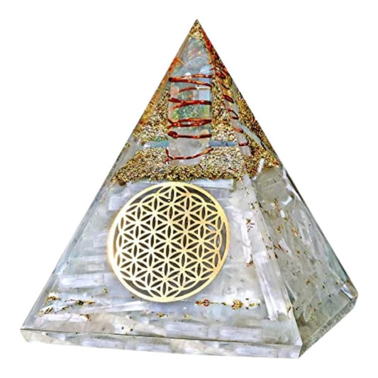 Anaya Agate Selenite Glow Crystal Pyramid – Handmade Selenite Orgone Pyramid for High Frequency Vibration, Powers of Manifestation – Orgonite Pyramids Promotes Peace and Calmness