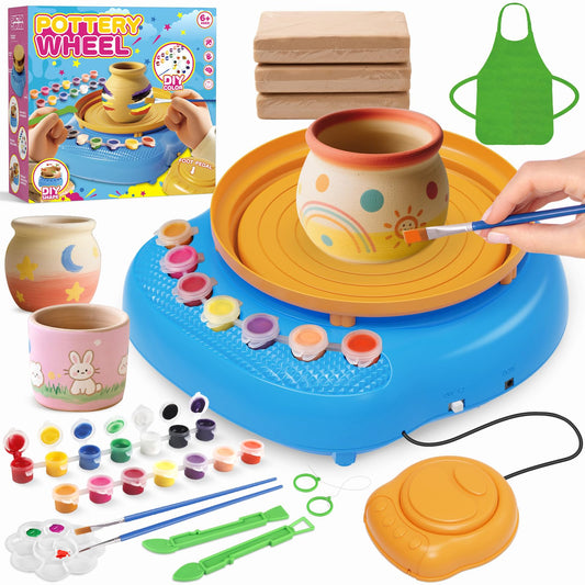 TingingYuli Pottery Wheel for Kids with Clay Kit - Arts and Crafts for Kids Ages 6-8 8-12, Complete Pottery Kit with Air Dry Clay and Painting Tools, Easter Christmas Birthday Gift for Boys Girls