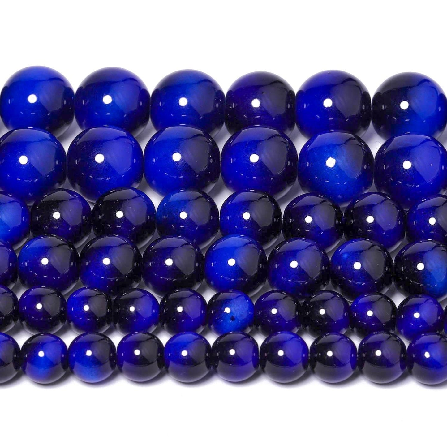 Song Xi 60PCS 6mm Royal Blue Tiger Eye Gemstone Beads for Jewelry Making, Round Smooth Glass Beads for DIY Bracelet Necklace Earring Keychain, Arts and Crafts, for Christmas Wedding Birthday