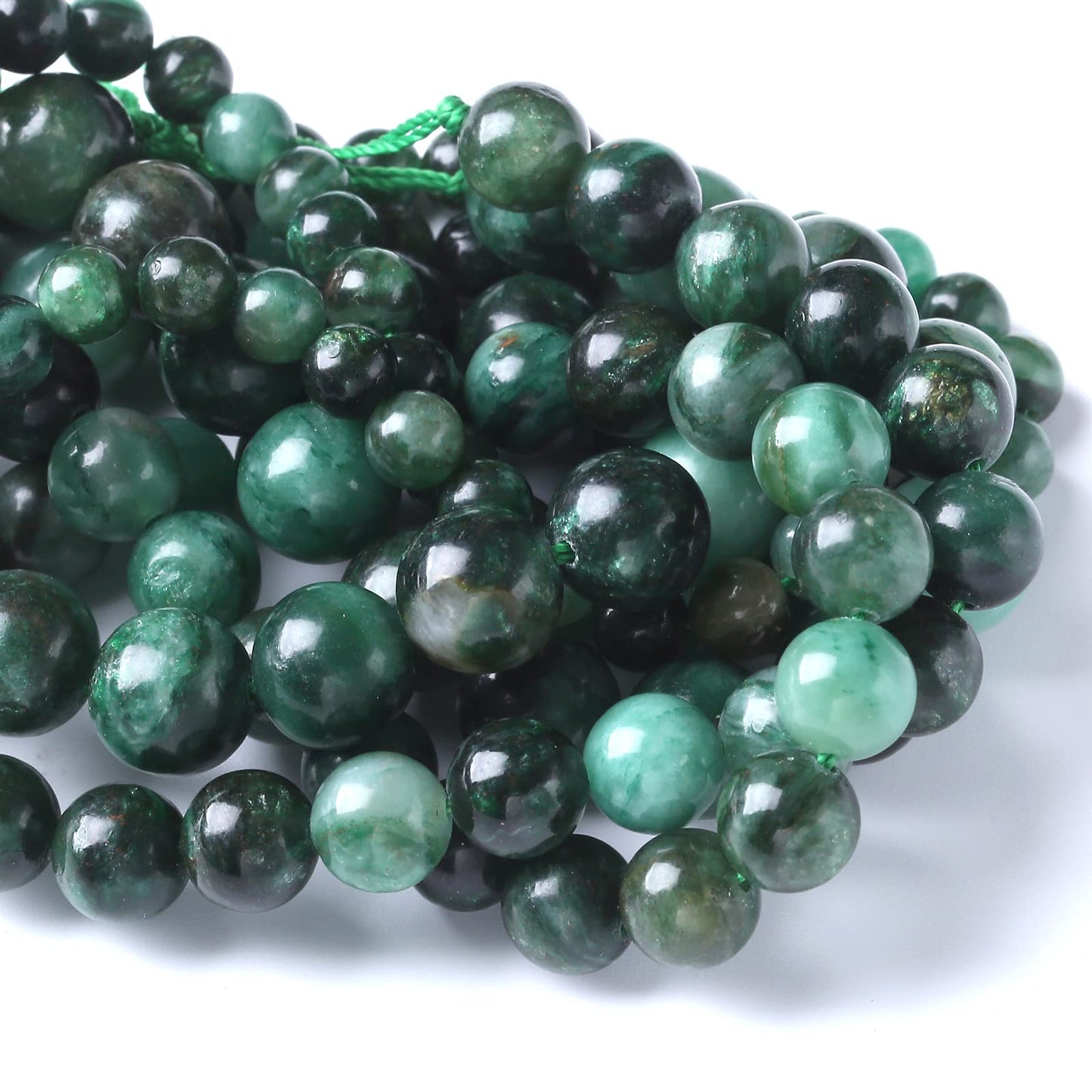 10mm 36pcs Natural Green Emerald Mica Crystal Gemstone Beads for Jewelry Making DIY Bracelet