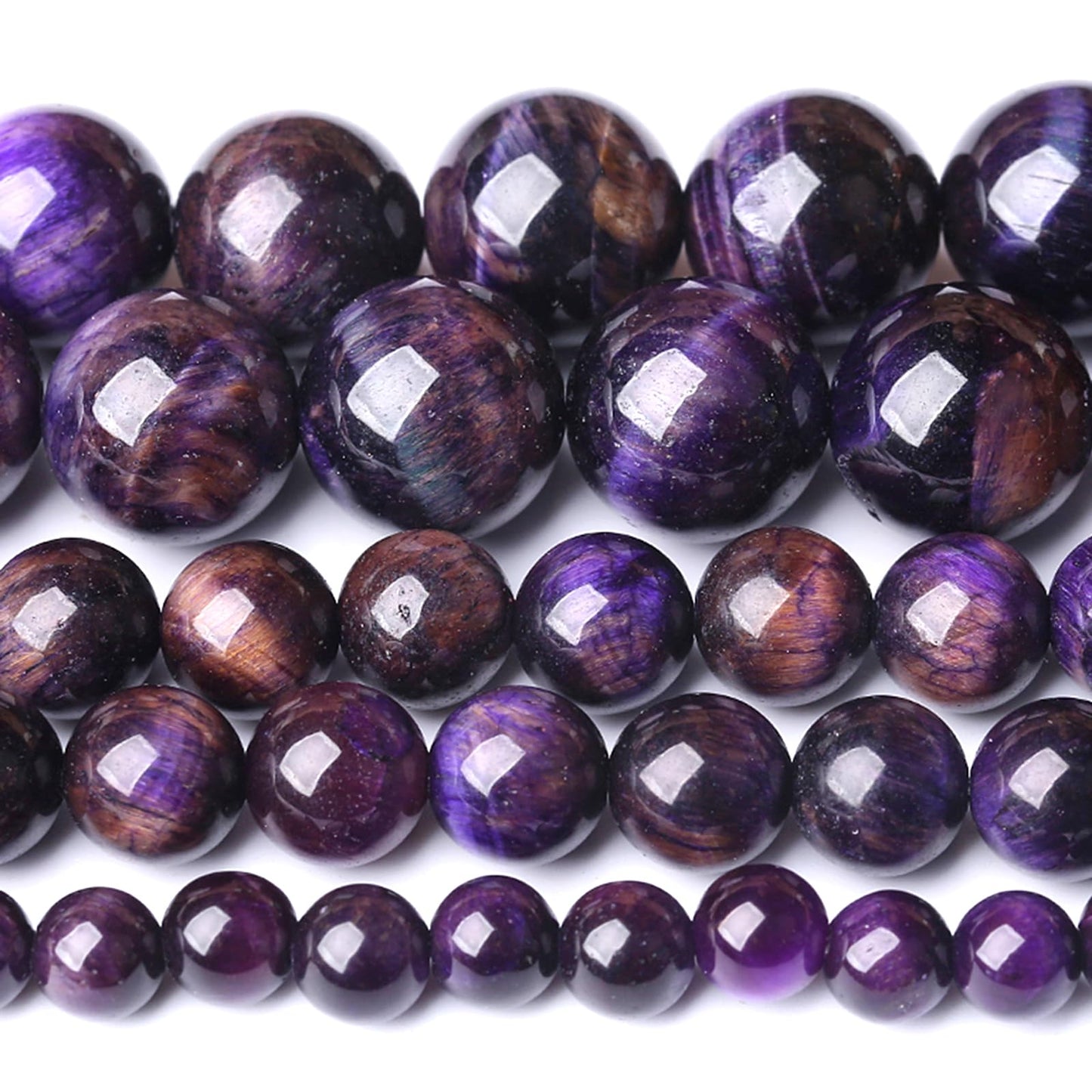 8MM Purple Tiger Eye Stone Beads Natural Gemstone Round Loose Beads for Jewelry and Bracelets Making 90pcs 2 Strands 32"