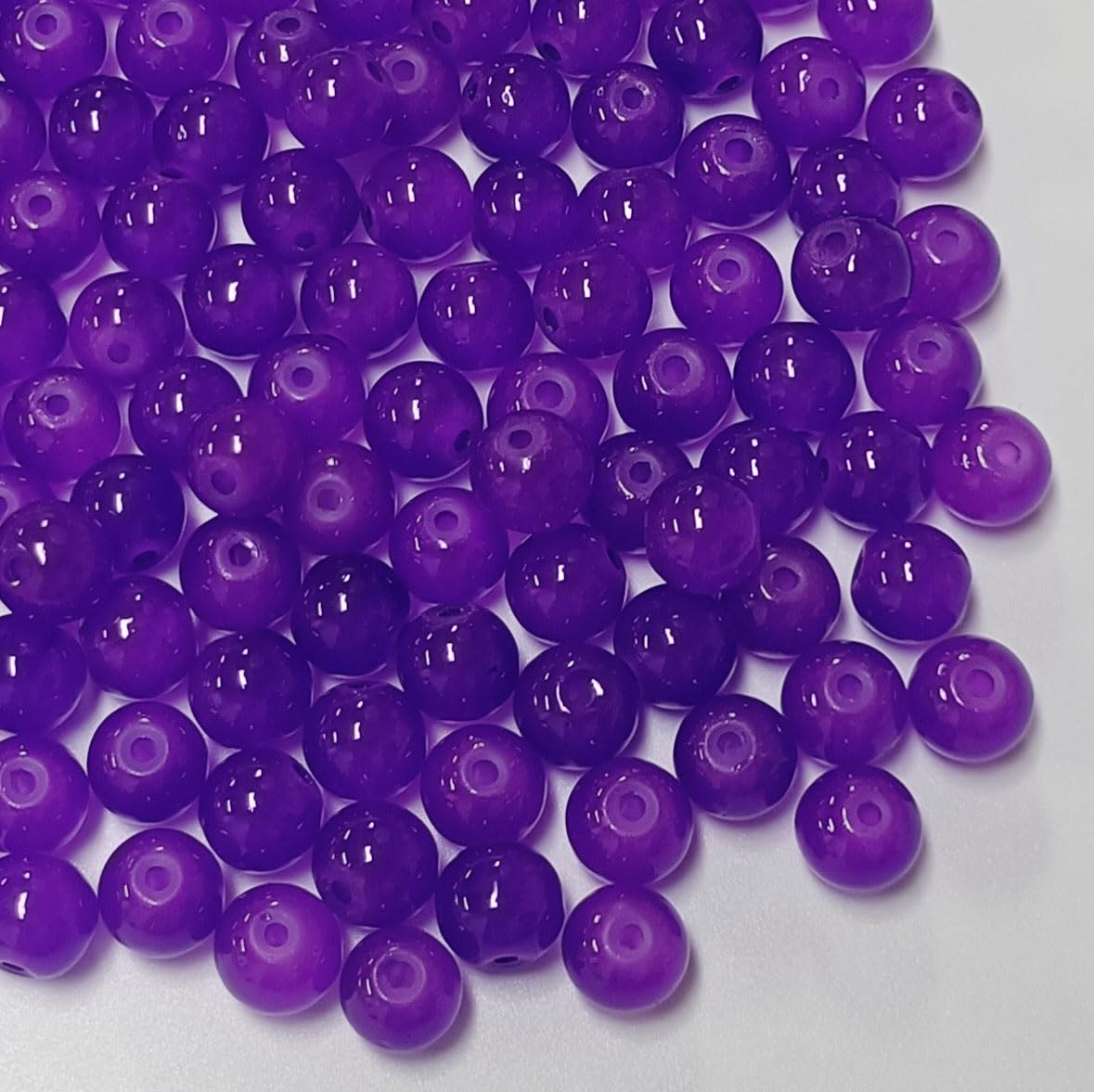 200PCS Glass Beads 8mm Glass Beads for Bracelets Necklaces Jewelry Making DIY Crafts (Dark Purple)