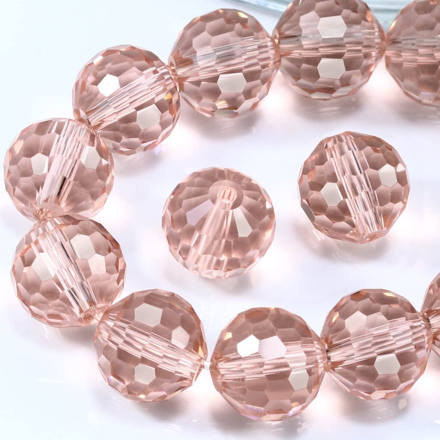Dowarm 100PCS 8MM Crystal Glass Beads for Jewelry Making, Vintage Rose Faceted Crystal Beads for Crafts Bracelet Wind Chimes Suncatcher, #5003 Rondelle Spacer Beads, Loose Gemstones