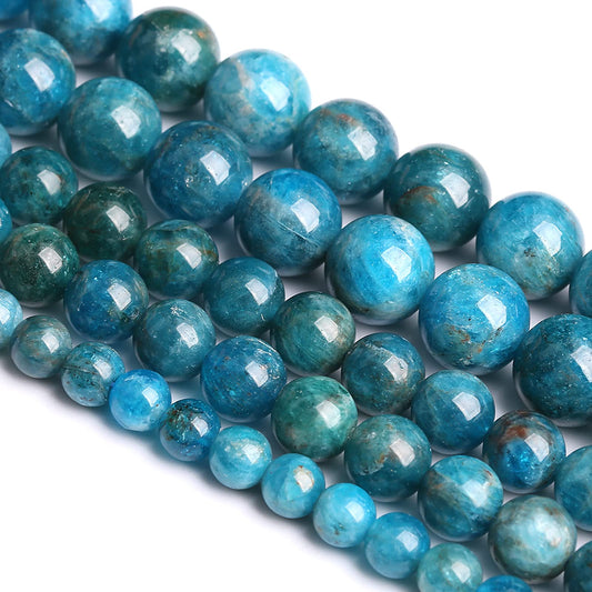 10MM 38PCS Natural Stone Blue Apatite A Grade Loose Beads for Jewelry Making DIY Bracelet