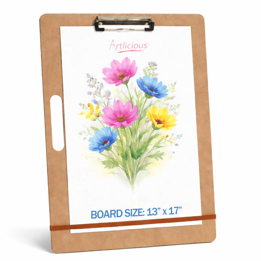 Artlicious Drawing Board - 13 x 17 Sketch Boards with Handle for Drafting Art - Portable Wooden Clipboard for Class or Studio Fit in Artists Tote