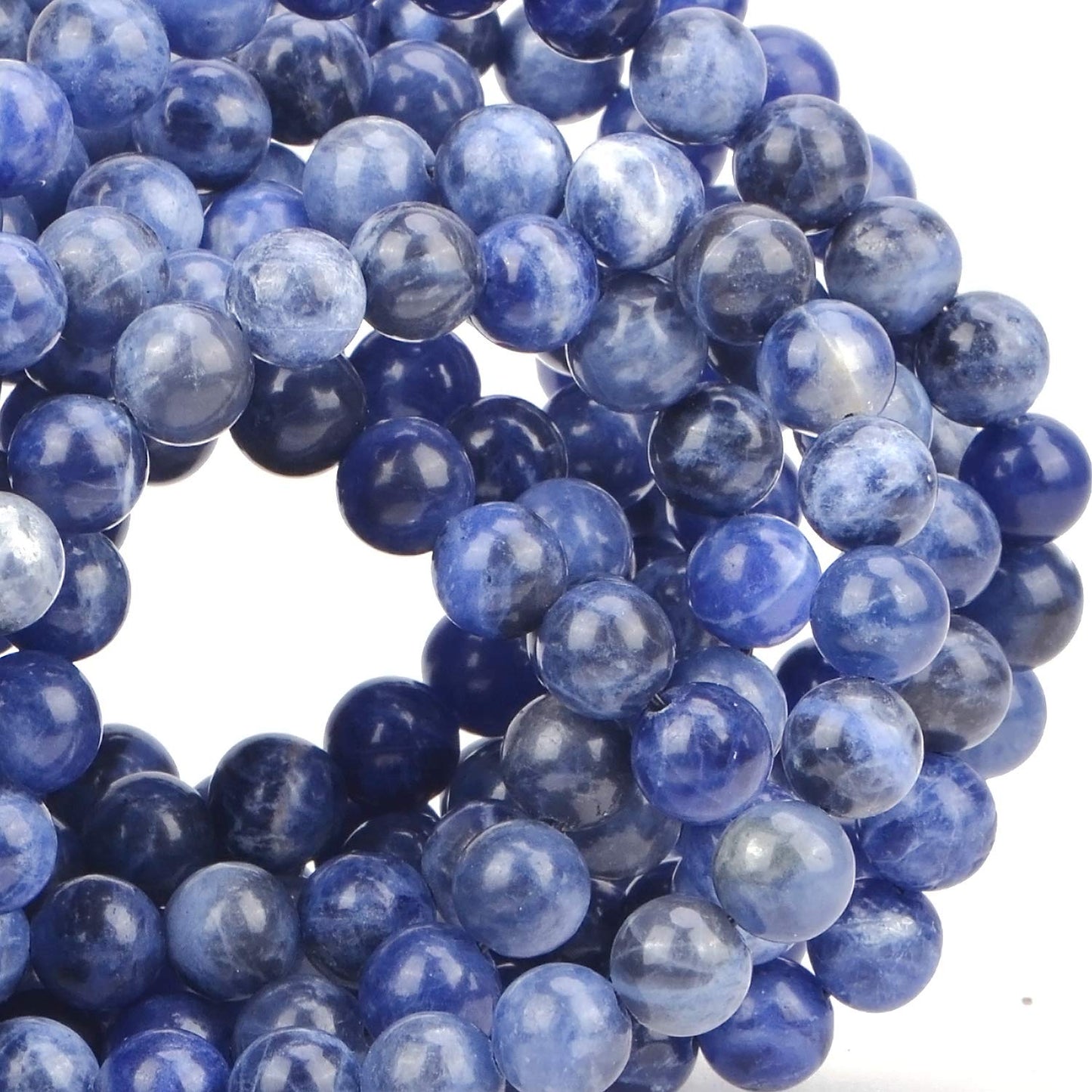 80Pcs Natural Crystal Beads Stone Gemstone Round Loose Energy Healing Beads with Free Crystal Stretch Cord for Jewelry Making (Blue Sodalite, 10mm)