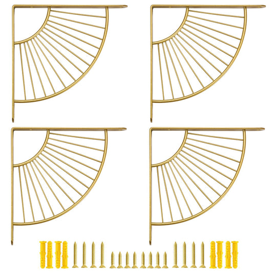 Z METNAL Decorative Shelf Brackets, Brass Metal Shelves Bracket, Wall Decor, Modern Shelving Bracket for DIY Floating Shelves,Gold,6 inch,4 Pcs