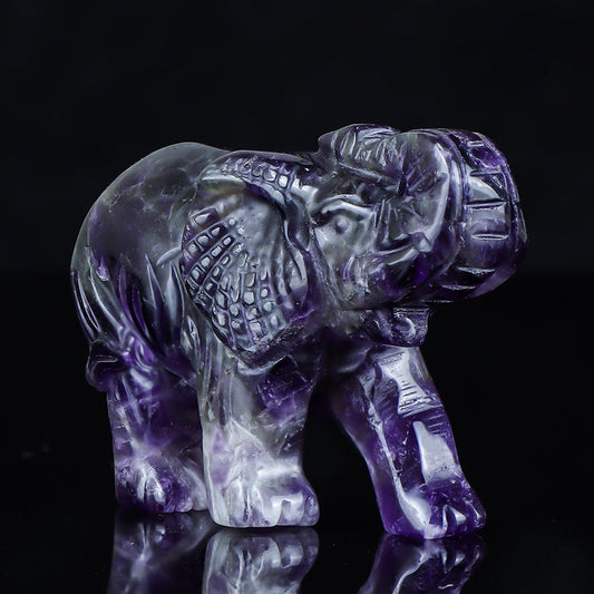 Hxswkk 2.5 Inch Amethyst Crystal Elephant Statue Elephant Figurine Elephant Sculpture Gemstone Hand Carved Healing Craft Home Office Decor Gifts