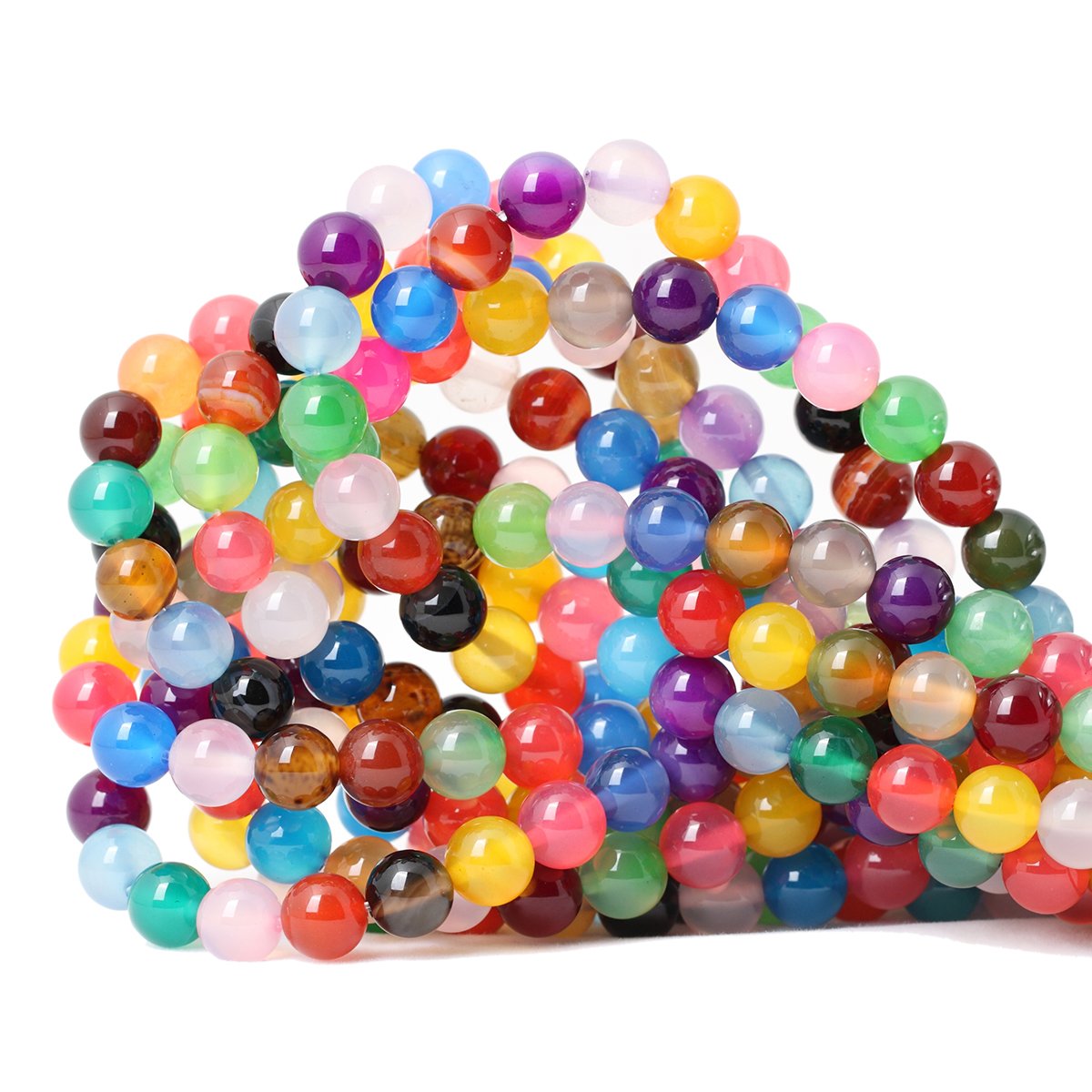 CHEAVIAN 45PCS 8mm Colorful Agate Gemstone Round Loose Beads for Jewelry Making 1 Strand 15"