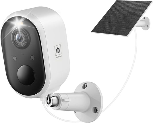 Aurumbach 2K Detection,2.4GHz 2-Way Solar Security Camera Outdoor Wireless, Color Night Vision, Battery Powered PIR
