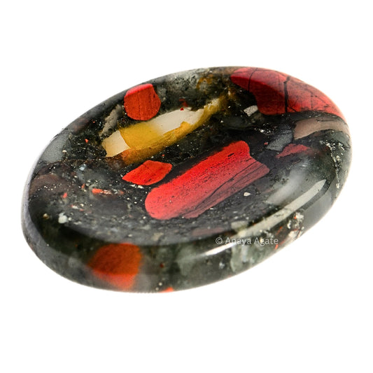 Anaya Agate African Bloodstone Worry Stones Certified Crystal Thumb Worry Stone for Anguish, Relaxing and Soothing Balance Stones for Meditation Stress Relief Crystals and Healing Stones for Men Women